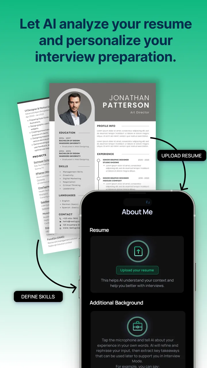 Let AI analyze your resume and personalize your prep
